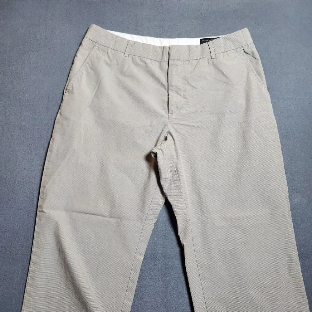 Banana Republic Dress Pants Men 36X30 (35X27) Tan Houndstooth Straight Leg